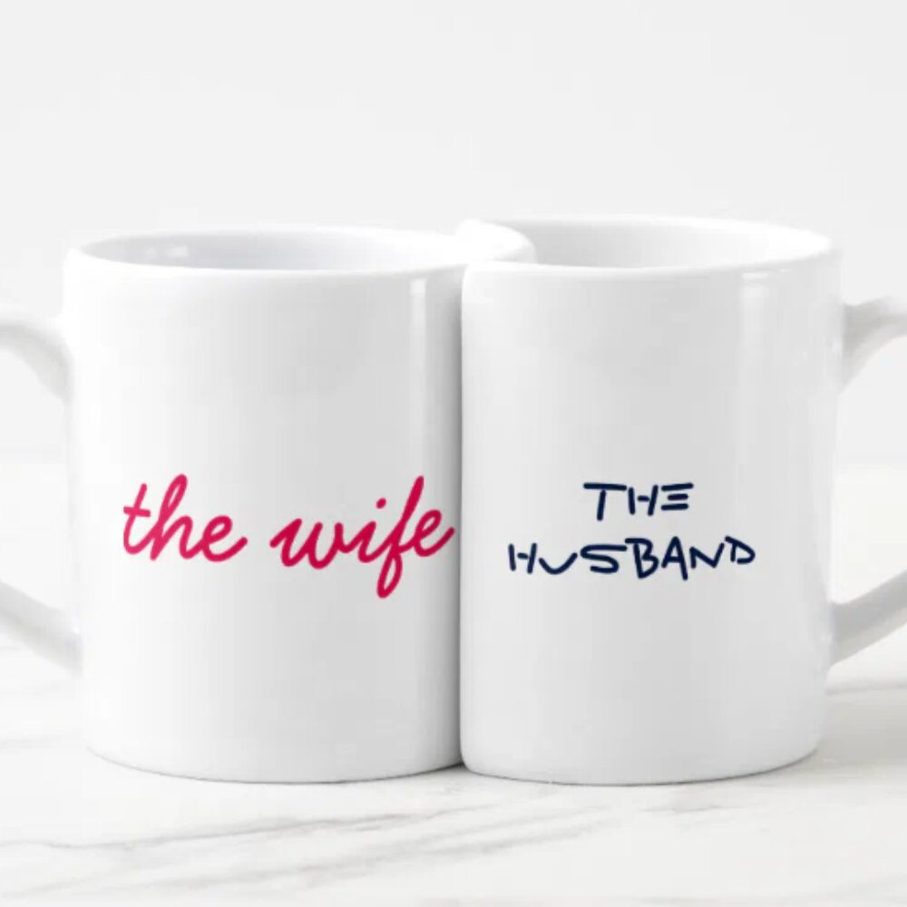 Ceramic Mugs Sets for Married Couples with Heart Handles | His and Hers Mug Set